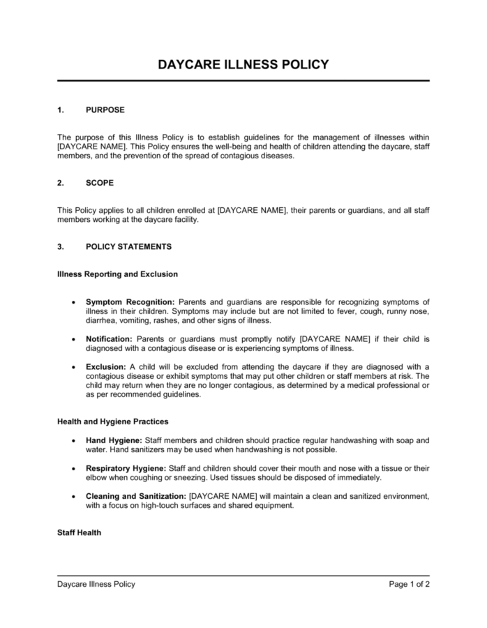 Daycare Policies and Procedures Templates Daycare Policies and Procedures Templates