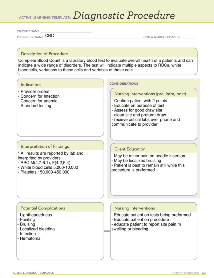 Diagnostic Procedure Active Learning Template