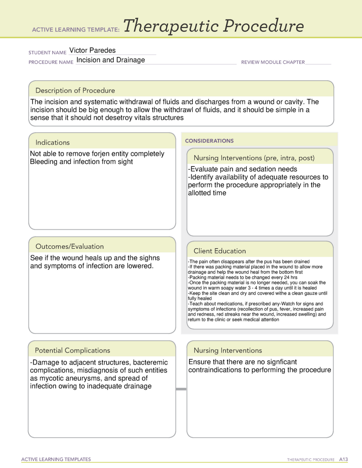 Incision And Drainage Procedure Note Template