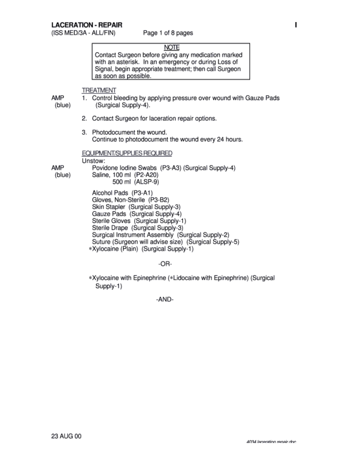 Laceration Repair Procedure Note Template Laceration Repair Procedure Note Template