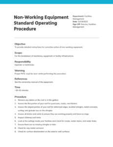 Maintenance Standard Operating Procedure Template