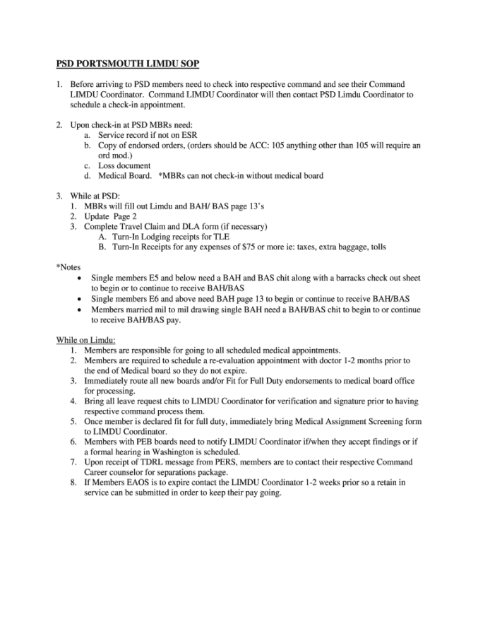Navy Standard Operating Procedure Template