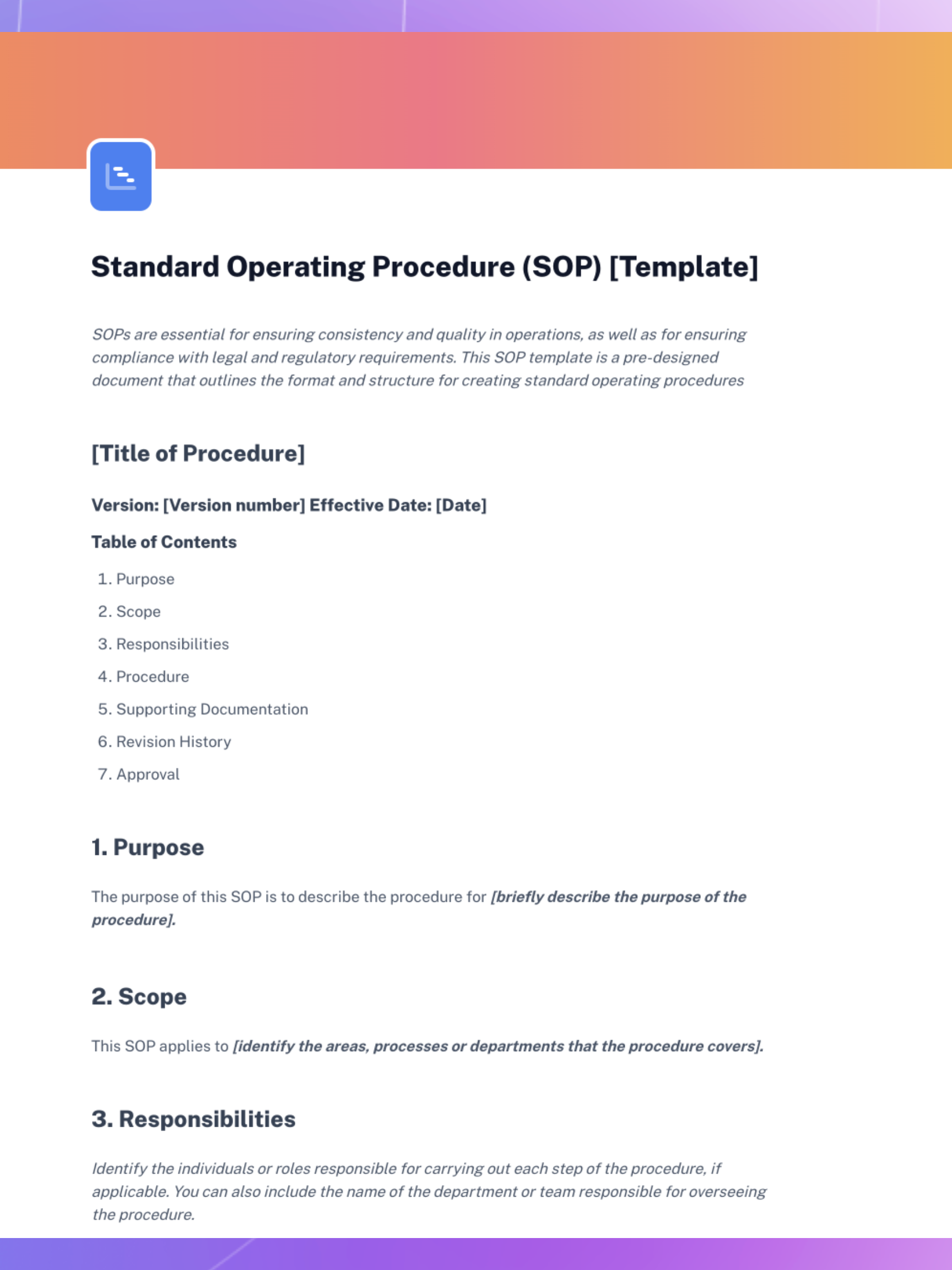 Standard Operating Procedure Template for Legal Department