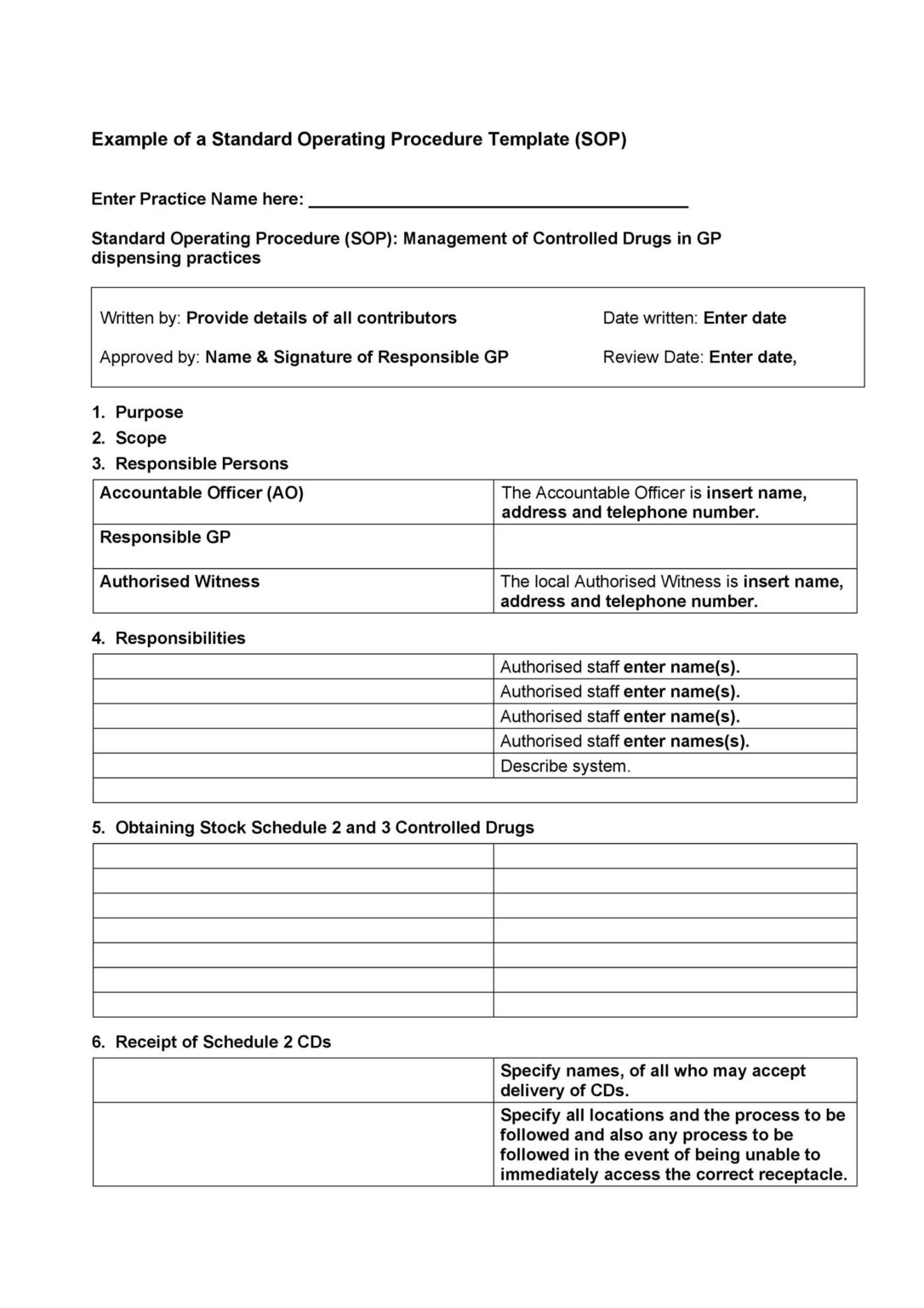 Standard Operating Procedure Template for Real Estate