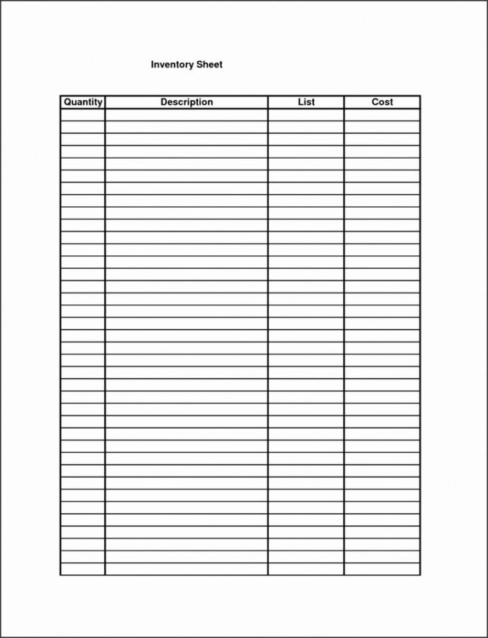 Printable Tool Inventory Template