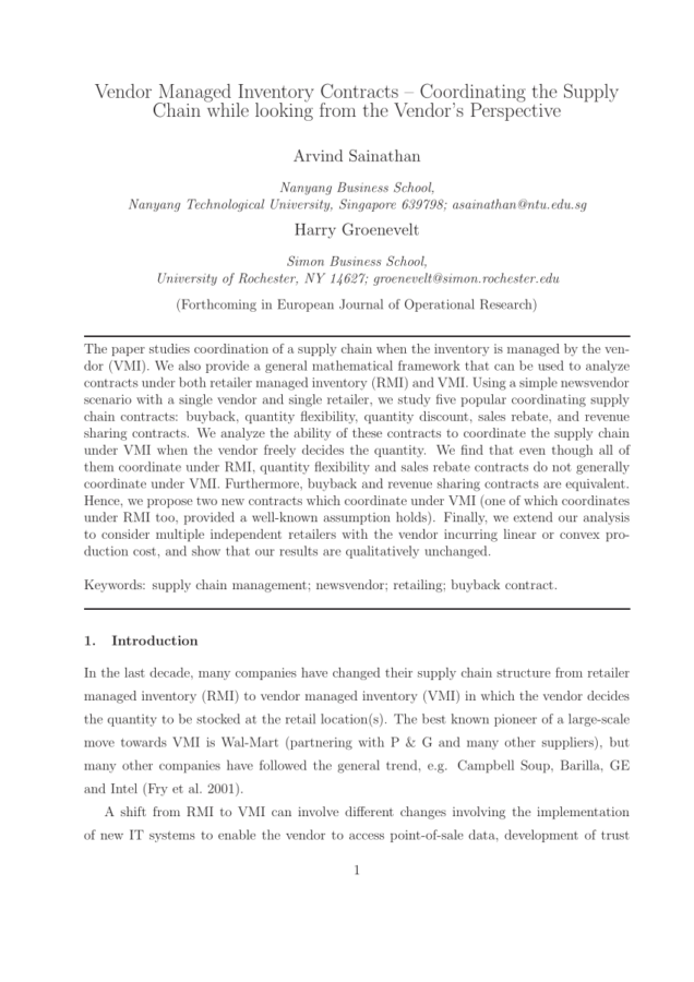Vendor Managed Inventory Agreement Template Vendor Managed Inventory Agreement Template