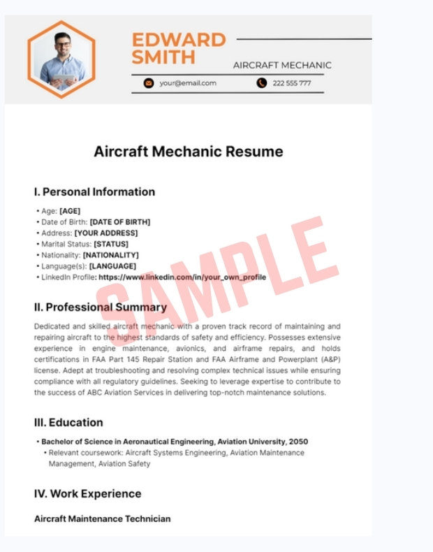 Aircraft Maintenance Manager Job Description Template