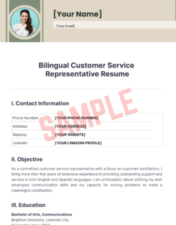 Bilingual Customer Service Job Description Template