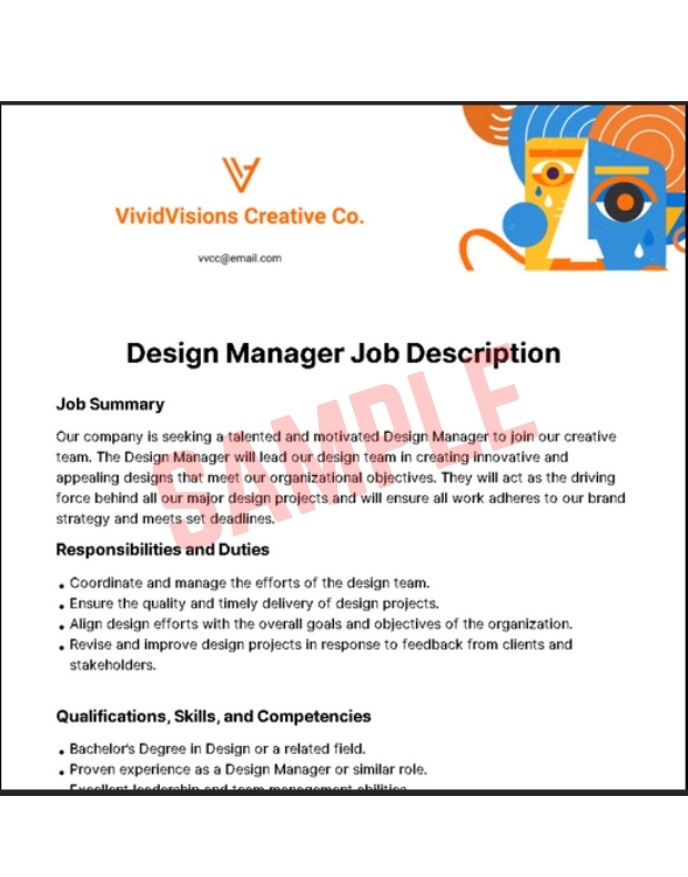 Design Manager Job Description Template