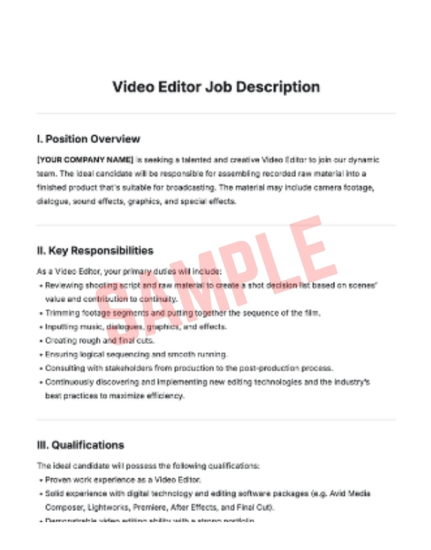 Film Editor Job Description Template