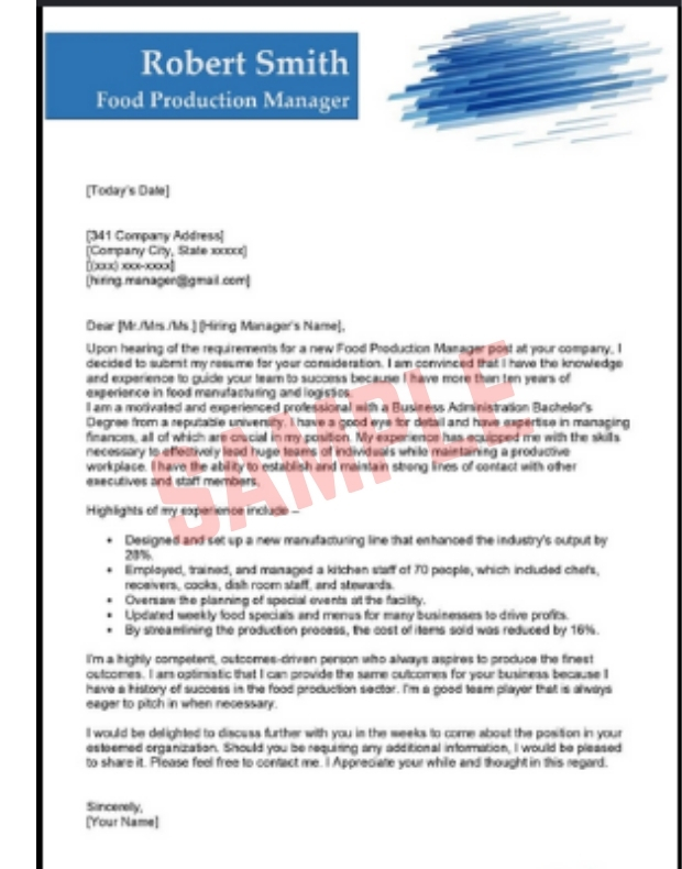 Food Production Manager Job Description Template