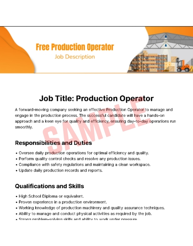 Press Operator Job Description Template