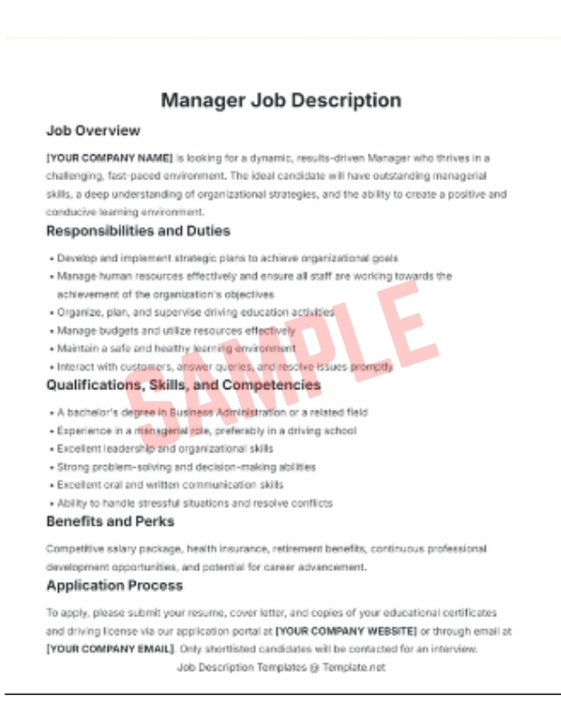 Risk Manager Job Description Template