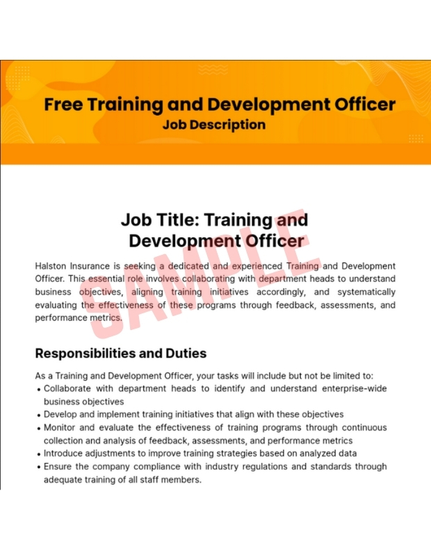 Training Officer Job Description Template