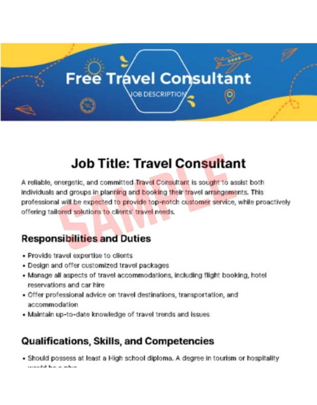 Travel Consultant Job Description Template