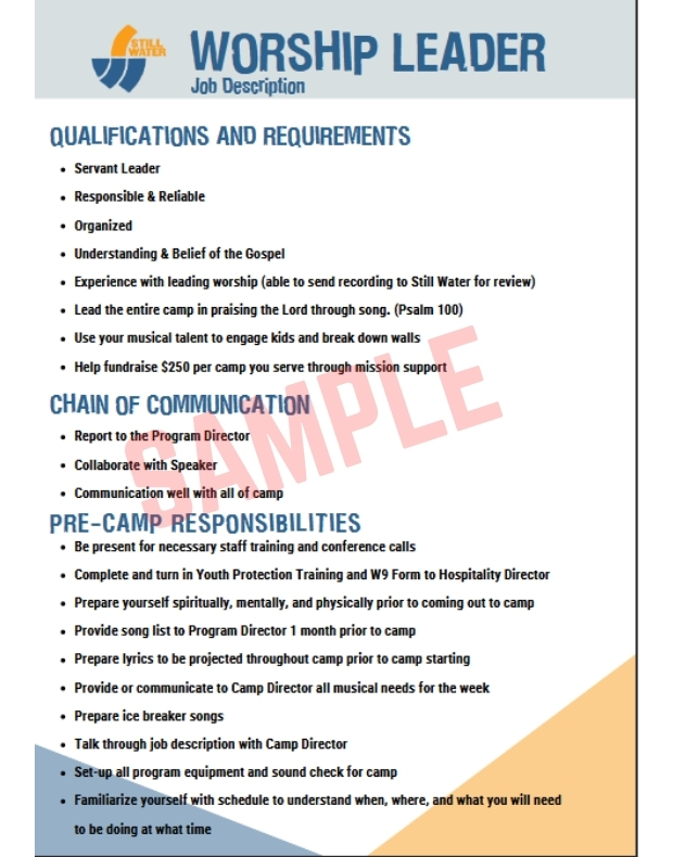 Worship Leader Job Description Template