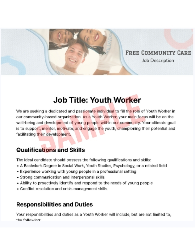 Youth Worker Job Description Template