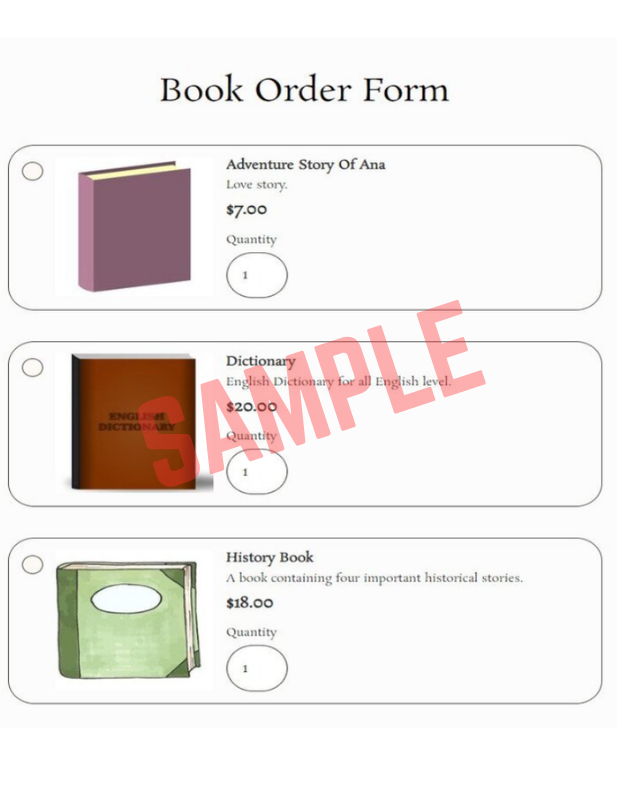 Book Pre Order Form Template