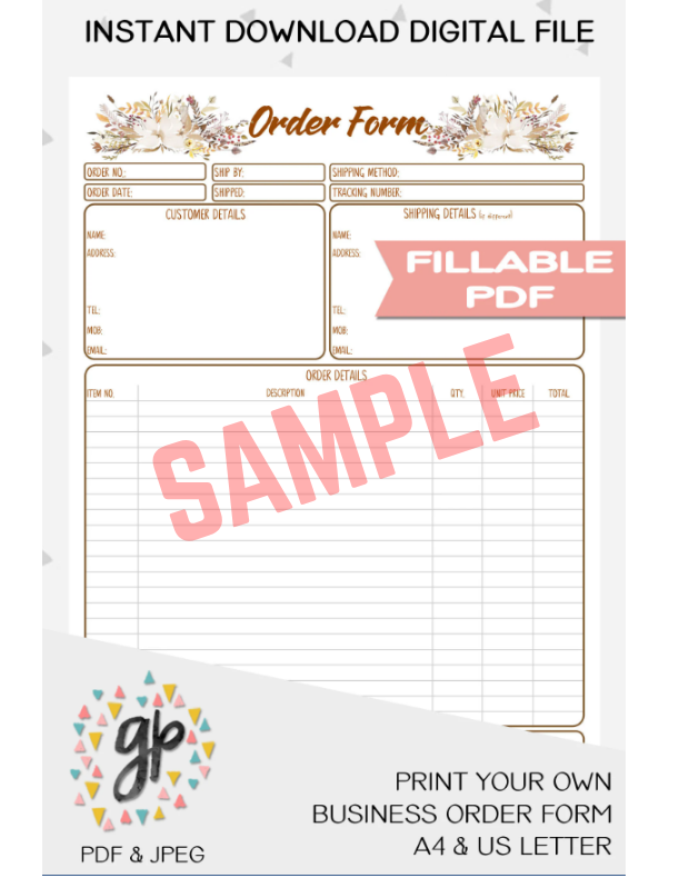 Craft Show Order Form Template
