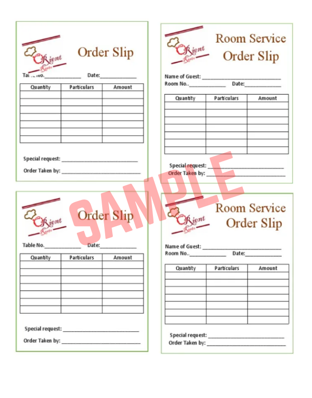 Room Service Order Form Template