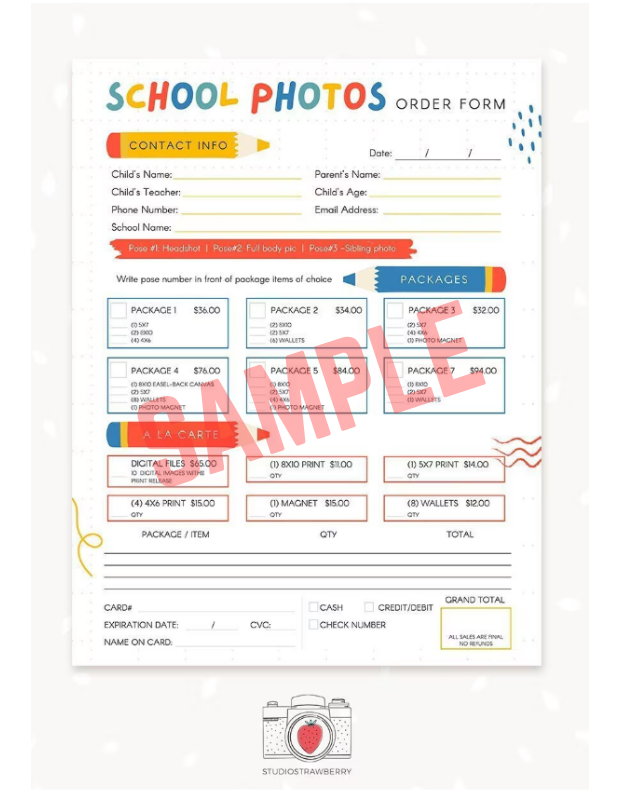 School Photography Order Form Template