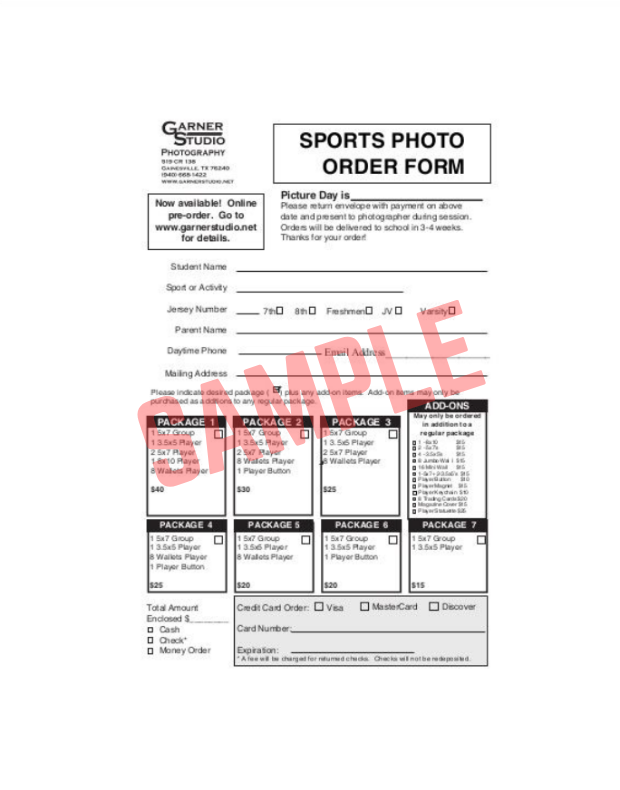 Sports Photography Order Form Template