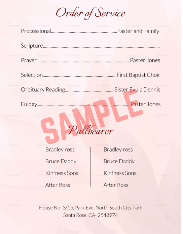 Sunday Order Of Service Template