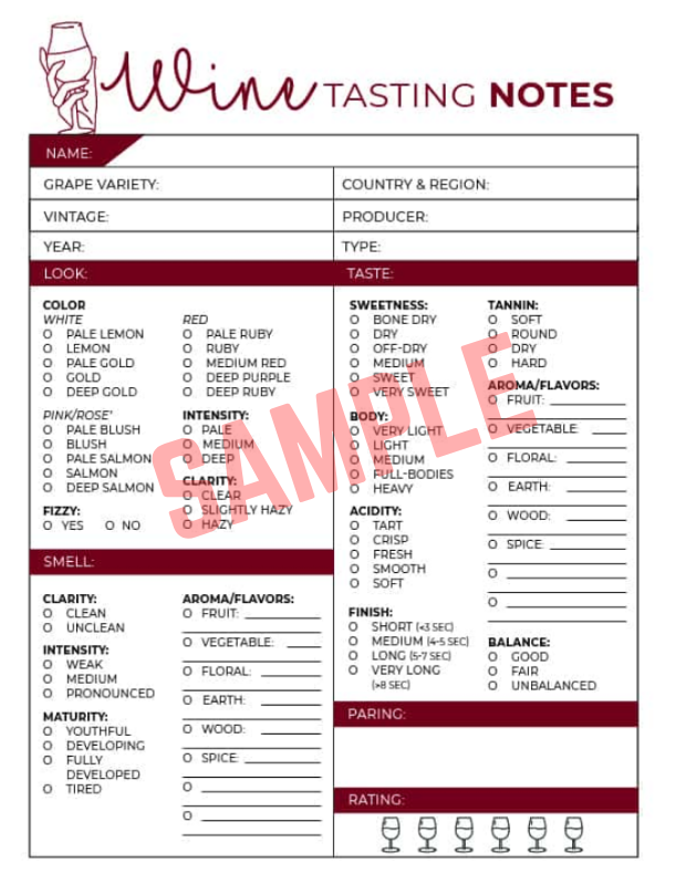 Wine Tasting Order Form Template