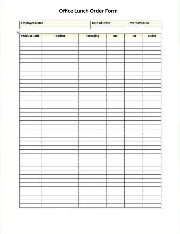 Office Lunch Order Form template Free