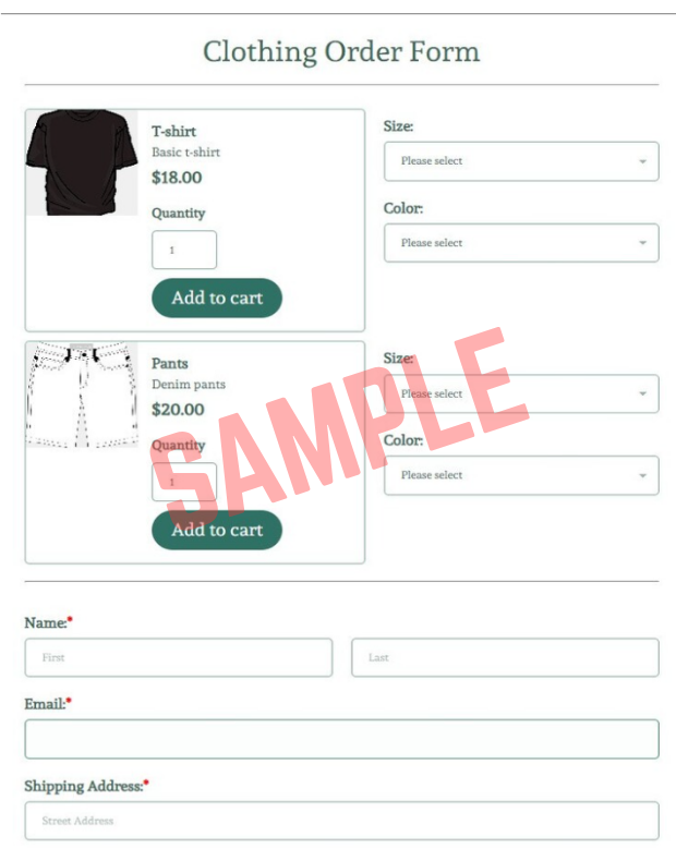 Clothing Line Order Form Template