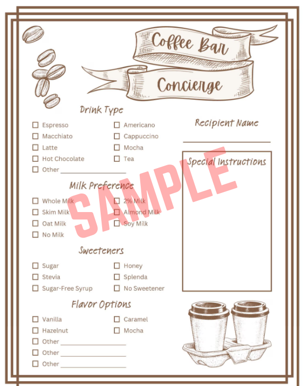 Coffee Shop Order Form Template