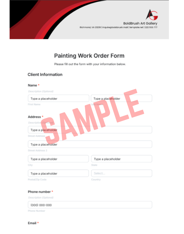 Color Correction Work Order Template