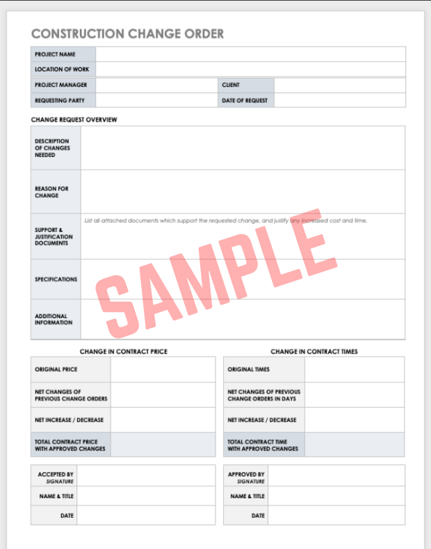 Commercial Construction Change Order Template