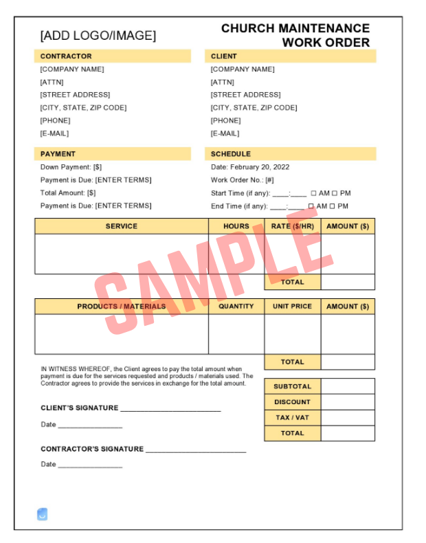 Property Management Work Order Template